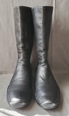 #ad PRADA Black Leather Zip Up Slip On Boots Sz 36EU 6US