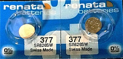#ad 377 RENATA SR626SW SR626W WATCH BATTERIES 2 piece New Authorized Seller