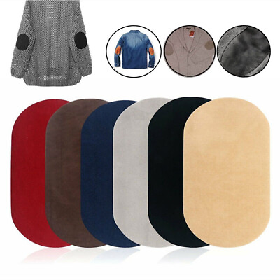 #ad 2X Suede Leather Iron Sew On Oval Elbow Knee Patches DIY Repair Sewing Appliq