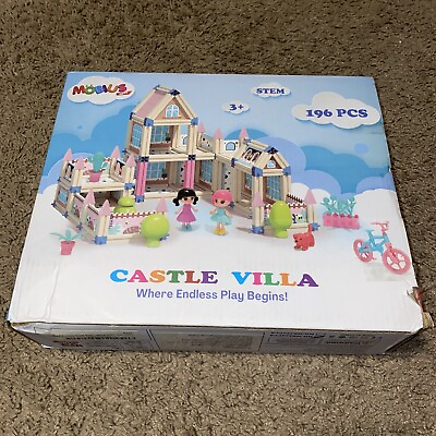#ad RARE 196 Piece 3D Princess Castle Villa Doll House Building Toy Set NEW AS IS