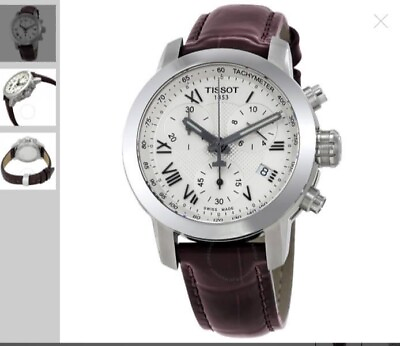 #ad Tissot Women Sport Silver Dial Brown Leather Swiss Quartz Watch T0552171603301