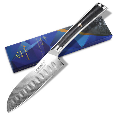 #ad Elite 5 inch Santoku Knife VG10 Damascus Japanese Chef Slicing Kitchen Knives