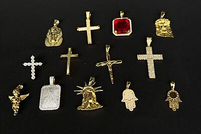 #ad 18K GOLD FILLED PENDANT GOLD With Lab VVS SELECT VARIOUS STYLES