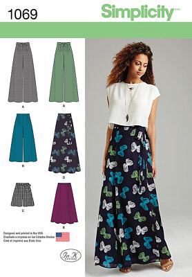 #ad Simplicity 1069 Sz 4 20 Palazzo Pant Wide Leg Culotte Wrap Skirt Maxi Pattern
