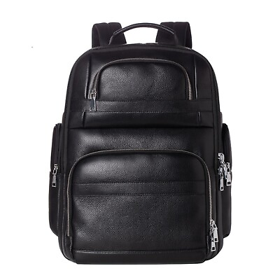 #ad Men#x27;s Travel Backpack Solid Colour Design Crafted with First Layer Cowhide.