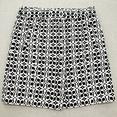 #ad Adrienne Vittadini Womens Skirt Knee Length Front Slant Buttons Geometric Sz 10