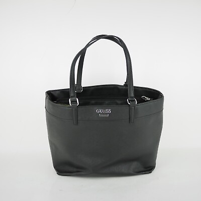 #ad GUESS Purse Black pebbled faux leather shoulder bag bucket purse 15quot;x10quot; bag