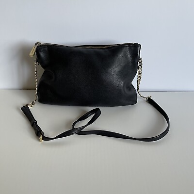 #ad Michael Kors Black Leather Jetset Chain Small Messenger Bag