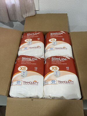 #ad Tranquility SlimLine Disposable Briefs Case of 100 Adult Diaper XS Heavy Protect
