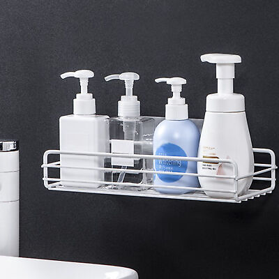 #ad Kitchen Bathroom Shower Shelf Rack Organizer Storage Holder Wall Mounted Basket