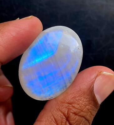 #ad Natural Blue Fire Moonstone Oval Cabochon 23x33mm Hand Polished Loose Stone CC2