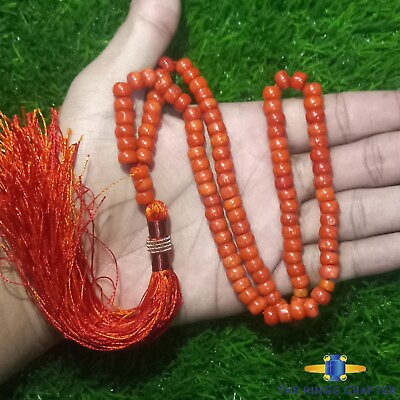 #ad Natural CERTIFIED Marjan Tasbih Red Coral Stone Islamic Prayer 100 beads Tasbeh