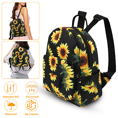 Mini Sunflower Backpack Women Purse Shoulder Rucksack Handbag Travel Bag Pouch $15.98