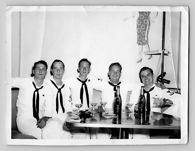#ad Vintage 1951 Photo of US Service Members Drinking in Yokosuka Japan 3.5x5