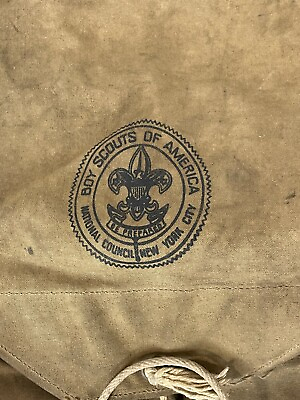 #ad 1953 Boy Scouts of America Canvas Backpack National Council New York City BSA