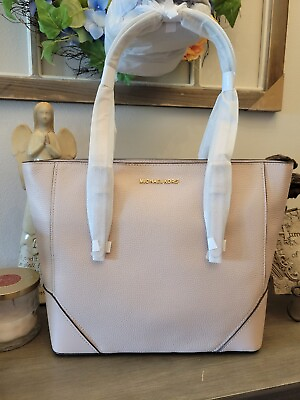 #ad Michael Kors Aria Large Pebbled Soft Pink Leather Tote NWT $298