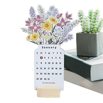 #ad 2024 Bloomy Flowers Desk Calendar Vase Shaped Monthly Calendar Planner Home Deco