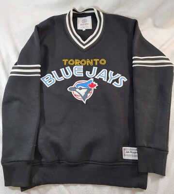 #ad Rare Toronto Blue Jays Majestic Sweater Black MLB Limited Edition Large L
