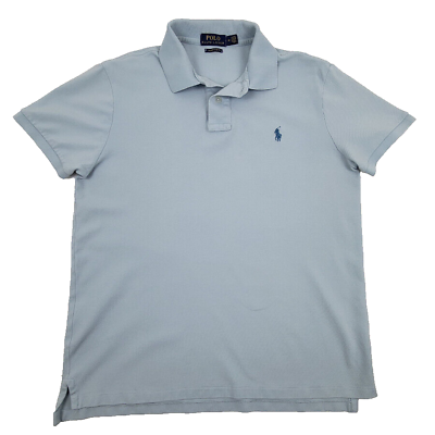 #ad Polo Ralph Lauren Custom Slim Fit Polo Shirt Mens Medium M Blue Short Sleeve