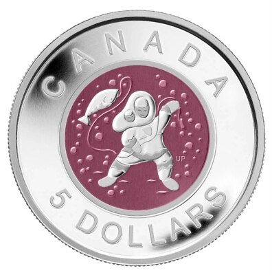 #ad 8.5g Silver amp; Niobium Coin 2013 Canada Aboriginal Art Mother amp; Baby Ice Fishing