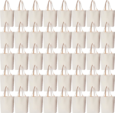 #ad 100 Pcs Canvas Tote Bags Bulk Natural Cotton Tote Bags with Handles Blank Cloth