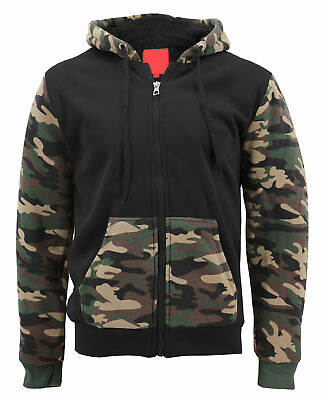 #ad Maximos Men#x27;s Faux Sherpa Lined Camo Hoodie Jacket