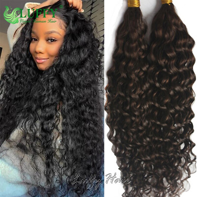 #ad Brazilian Remy Human Hair Curly Bulk For Braiding No Weft Braids Hair Extensions