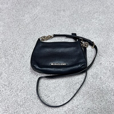 #ad Michael Kors Crossbody Black Leather Gold Accent Women#x27;s Size Small