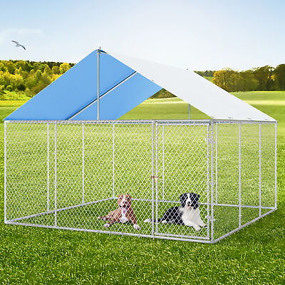 #ad 15 FT Large Outdoor dog run Dog Kennel Dog PlayPens Outside Dog Fence with Roof