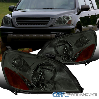 #ad Fits 2003 2005 Honda Pilot Smoke Headlights Head Lamps LeftRight Pair Assembly