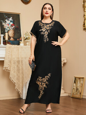 #ad 3XL Large size ladies#x27; Clothes Women#x27;s Plus Size embroidery Arabian Long Dress