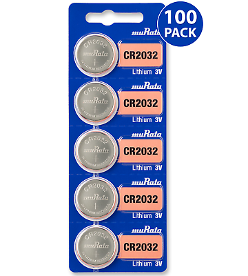 #ad Murata CR2032 3V Lithium Coin Cell 100 Batteries Replaces Sony CR2032