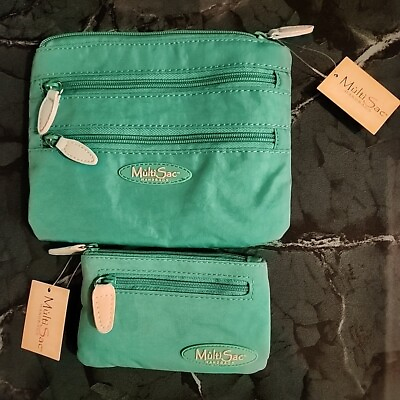 #ad Pair Of Multi Sac Handbags Grass Color Zip Wallets Clutch Bags Mini Purse NWT