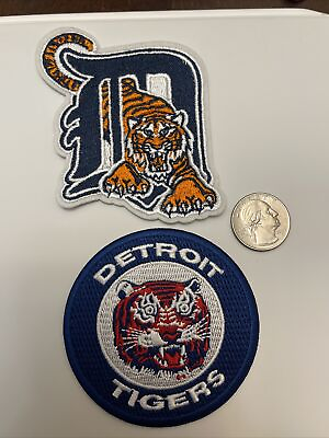 #ad 2 Detroit Tigers￼ vintage iron logo patches Patch Lot 3” amp; 3 X 2.5”