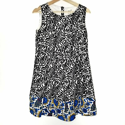 #ad NU NEW YORK Printed Sleeveless A Line Silhouette Cute Shift Dress Women#x27;s Size