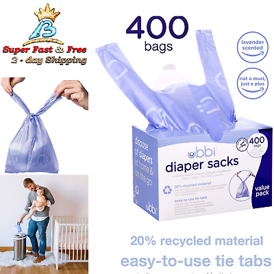 #ad Disposable Baby Diaper Sacks Diaper Easy Tie Pet Waste Bags 400pc Lavender Scent