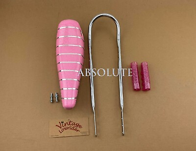 #ad 16quot; VINTAGE LOWIRDER PINK BANANA SEAT W SISSY BAR amp; PINK GRIPS FOR 16quot; BIKE