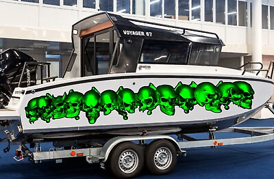 #ad 3D Pirate Skulls Boat Decals Pirate Skull Watercraft Vinyl Graphics