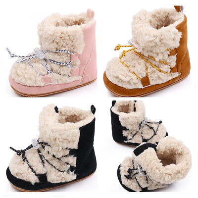 #ad Newborn Baby Boy Girl Crib Shoes Infant Toddler Rubber High Top Boots Warm 0 18M