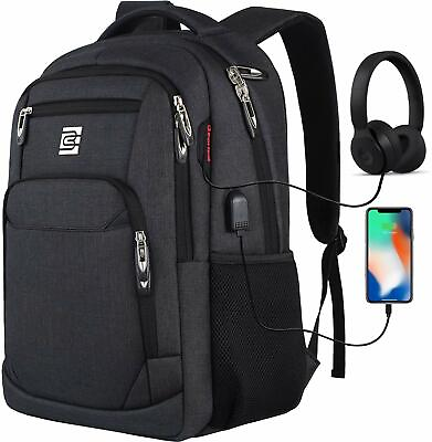 15.6 quot; Laptop Backpack Anti Theft Waterproof Travel Shoulder Bag USB Charge Port