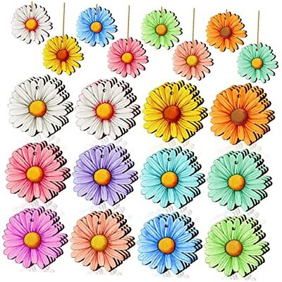 #ad Maitys 36 pcs Spring Flower Ornaments for Tree Daisy Tree Ornaments Wooden