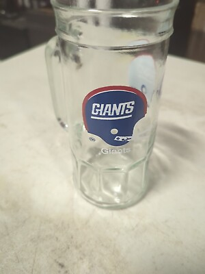 #ad NFL NEW YORK GIANTS SUPER BOWL XXI CHAMPIONS 1987 GLASS Beer Stein Mug 7”