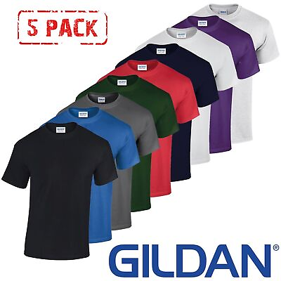 #ad 5 PACK Gildan Mens T Shirt Heavy Cotton Plain Short Sleeve Tee Top Multi Colors