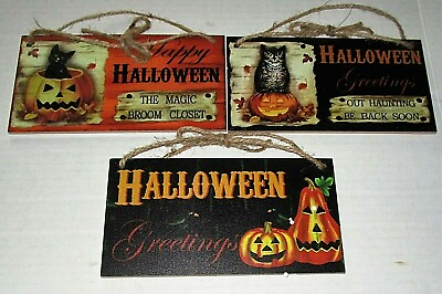 #ad HALLOWEEN ASSORTED HANGING SIGNS 8quot; x 4.25quot; Your Choice