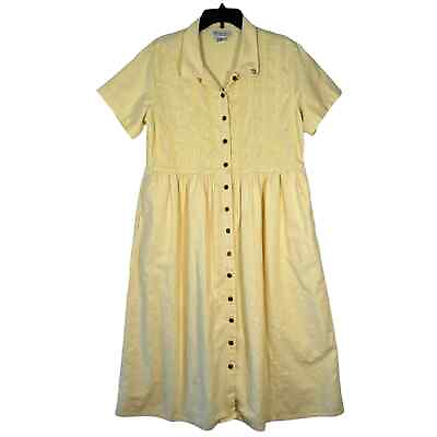 #ad Bridgewater Midi Summer Linen amp; Cotton Yellow #x27;90s Y2K Shirt Dress 14 Petite