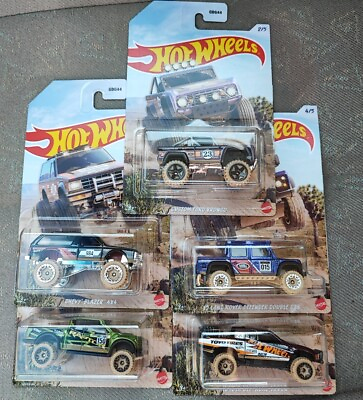 #ad Hot Wheels Set Of 5 Off Road Trucks 4x4 Chevy Toyota Ford Land Rover NEW 2023