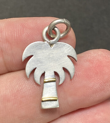 #ad Sterling Charm Palm Tree Charm Pendant Vintage 925 Fine Jewelry Tropical