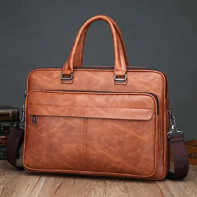 #ad Mens Business Tote Retro Briefcase Shoulder Messenger Bag Laptop Satchel Handbag