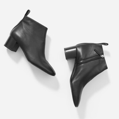 #ad Everlane The Day Ankle Boots in Black Leather 9.5 New Womens Italy Booties