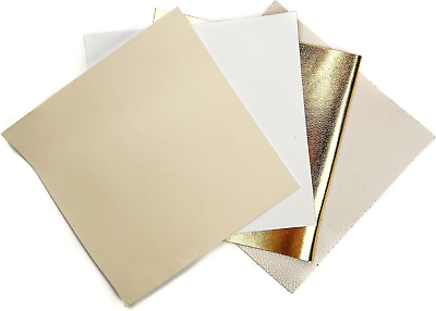 #ad White Leather Fabric for Crafts: 4 Sheepskin Sheets of White Suede Light Gold Me